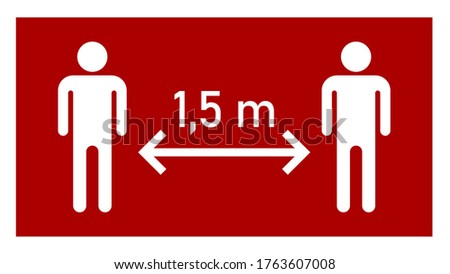 Social Distancing Keep Your Distance or Maintain a Distance of 1,5 m or 1,5 Metres Icon with an Aspect Ratio of 16:9. Vector Image. Royalty-Free Stock Photo #1763607008