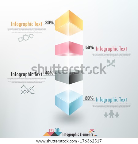 Modern infographics options banner with colorful and glass blocks. Vector. Can be used for web design, timeline and workflow layout