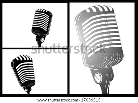 VECTOR comic style white/black retro microphone
