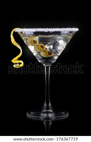 Cocktail martini on a black party background