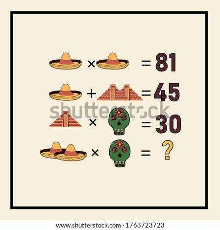 Mathematical rebus. Counting game for preschool children.A riddle for the mind. A riddle with numbers. Vector