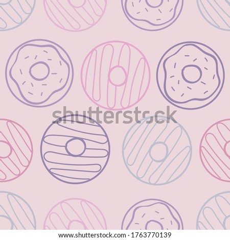 vector pastel cute baby girl seamless doughnut pattern background. perfect for fabric, wallpaper and products projects.