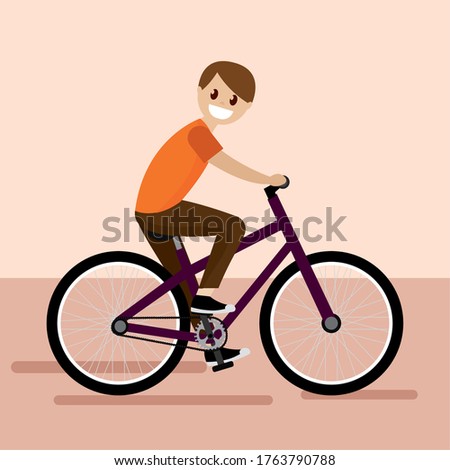 Man in a bike. Bike trips - Vector illustration