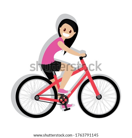 Woman in a bike. Bike trips - Vector illustration
