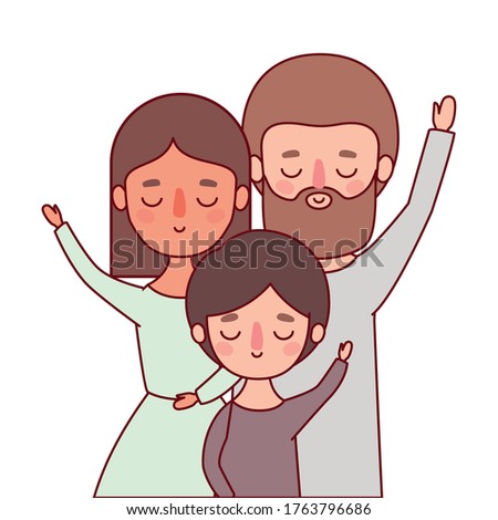 Mother father and son with brown hair design, Family relationship and generation theme Vector illustration