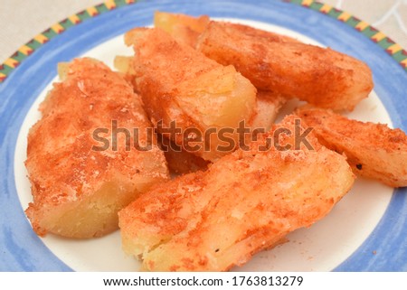 Crispy fried cassava with balado flavor