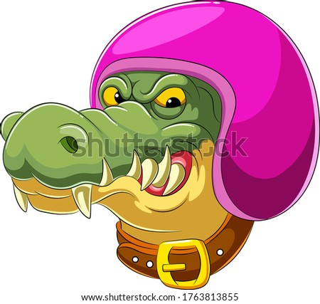 Crocodile wearing helmet of Racer of illustration