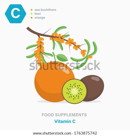 Vector flat isolated icon of food supplements - Vitamin C