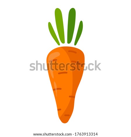 Carrot cartoon icon in flat style isolated on white background. Fresh product from the garden, vegetable, cooking breakfast, lunch, dinner, salads, diet and ets. Vector stock illustration