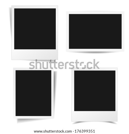 Collection of blank photo frames with different shadow effect and empty space for your photograph and picture. EPS10 vector illustration isolated on white background. Royalty-Free Stock Photo #176399351