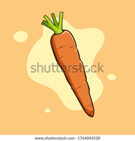 Vector of carrot with green leaves on abstract background. Root vegetable. Organic fresh. healthy food. Cartoon style.