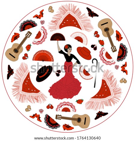 Circle flamenco ornament. For design of plate, tablecloth, CD or any other circle object.