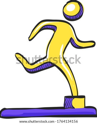 Athletic trophy icon in color drawing. Running triathlon decathlon competition sport