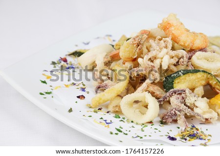 Typical Italian Seafood Fritto Misto di Pesce, Mixed fried fish