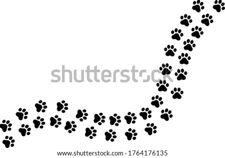 Track of cute kitten or kitty cat paw prints simple black vector silhouette
