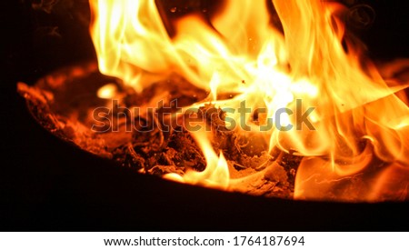 A close up of flames in a campfire