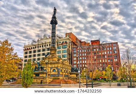 Cuyahoga County Soldiers and Sailors Monument on Public Square in Cleveland - Ohio, United States