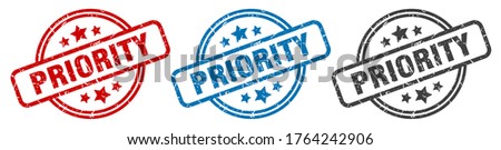 priority stamp. priority round isolated sign. priority label set