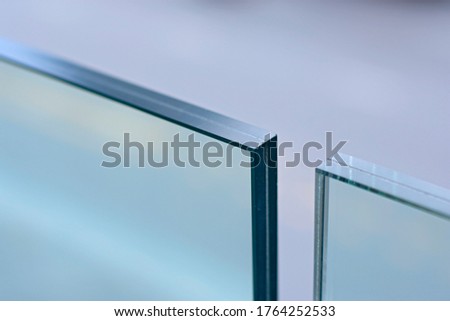 Close up : Clear glass wall on the skywalk.