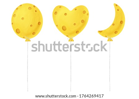 Bright cheese balloons. Clip art set on white background