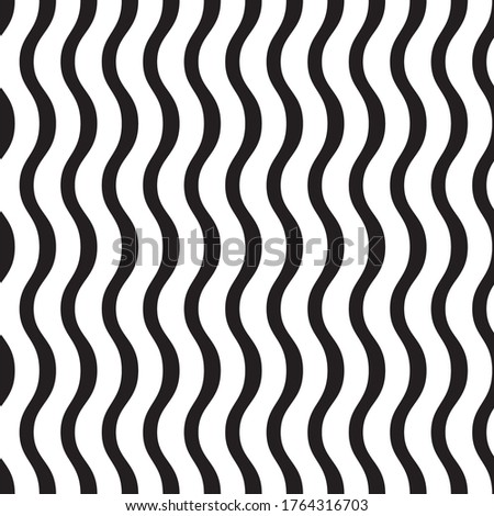 Abstract wave lines. Seamless pattern. Vertical jagged striped motive. Waves texture. Simple classic background for surface prints. Retro style for vintage design. Black and white backdrop. Vector