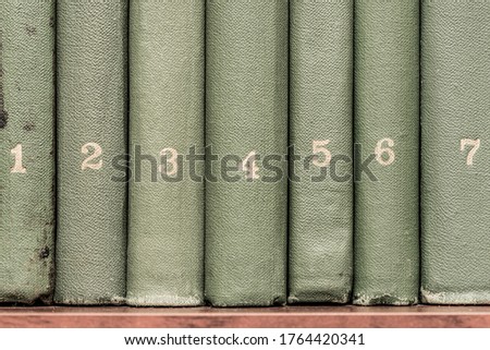 Numbered book volumes in the home library