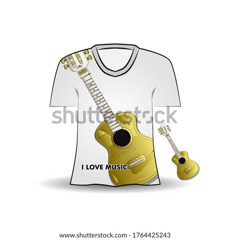 t-shirt design with guitar illustration. Kids apparel vector design