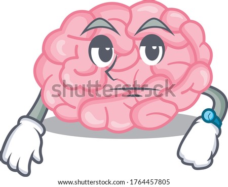 Mascot design of human brain showing waiting gesture