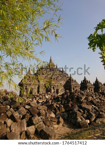 The appearance of the temple building which is among the other temple ruins.  This is the Plaosan Temple in Klaten, Central Java, Indonesia.  Photo taken on June 27, 2020.