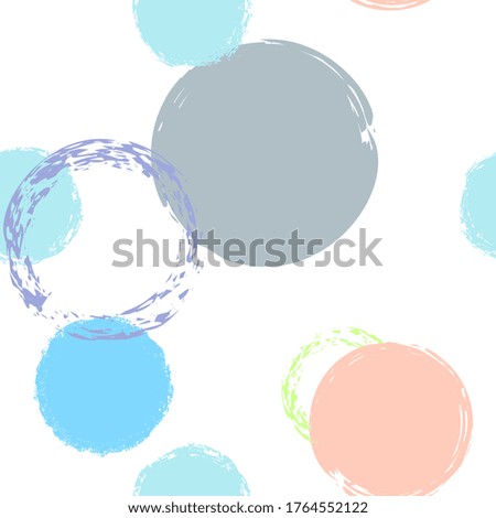 Black Brush Circle. Vector Seamless Pattern. Vivid Ornament. White Abstract Background With Watercolor Fall Chaotic Shapes. Summer Retro Packaging. Chalk Brush Rounds, Confetti.

