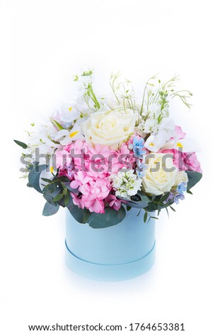 floral composition  isolated on white. Fresh, lush bouquet of colorful flowers