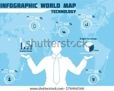 INFOGRAPHIC WORLD TECHNOLOGY FUTURISTIC MODERN BUSINESS ICON MAN 2