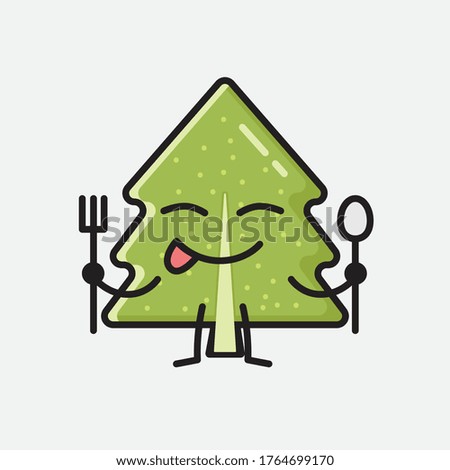 An Illustration of Cute Pine Tree Mascot Vector Character in Flat Design Style