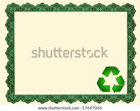 Blank certificate with Recycle Symbol