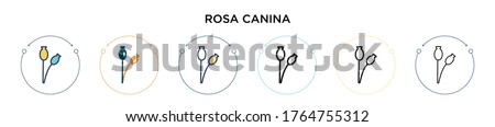 Rosa canina icon in filled, thin line, outline and stroke style. Vector illustration of two colored and black rosa canina vector icons designs can be used for mobile, ui, web Royalty-Free Stock Photo #1764755312