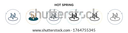 Hot spring icon in filled, thin line, outline and stroke style. Vector illustration of two colored and black hot spring vector icons designs can be used for mobile, ui, web