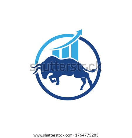 Financial bull logo design. Trade Bull Chart, finance logo. Economy finance chart bar business productivity logo icon.	