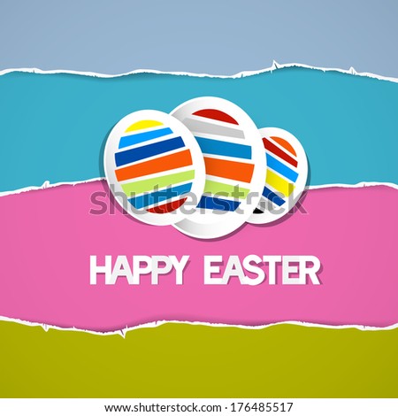 Abstract Easter Eggs on Retro Torn Paper Background