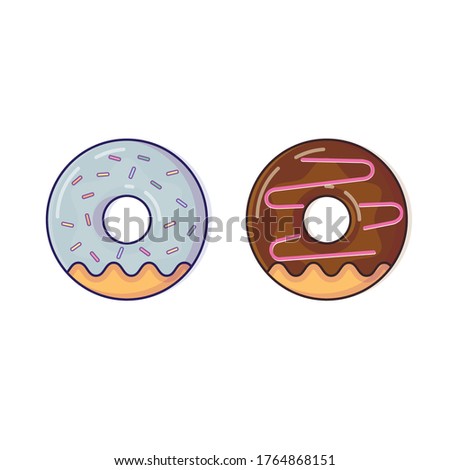 Vector graphics donuts with colored glaze