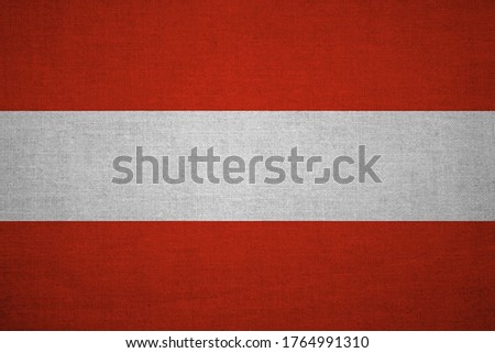 Austria flag in texture of fabric.