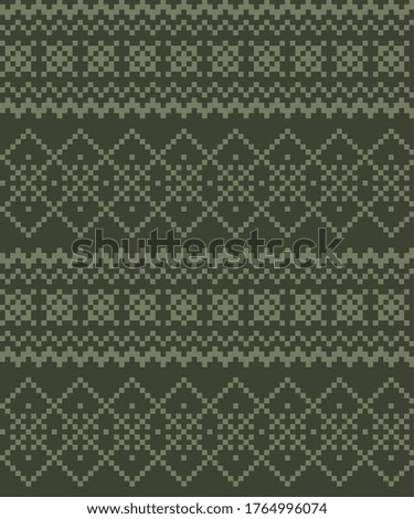 Green Christmas fair isle pattern background for fashion textiles, knitwear and graphics