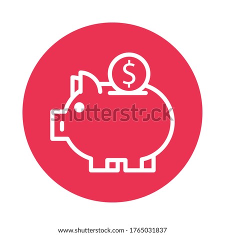 piggy savings line style icon vector illustration design
