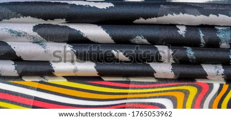 TeTexture pattern, silk fabric, African themes, printing on fabric, cheerful pattern will decorate the project. dichotomous nature of the theme of freedom, heaven, hell, exotic banality, dream reality