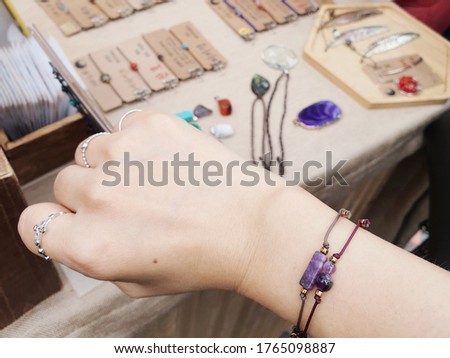amethyst bracelet, the birthstone of Pisces Royalty-Free Stock Photo #1765098887
