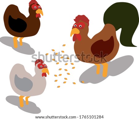 Isometric animals in 3D design illustration. Zoo vector hen and cock