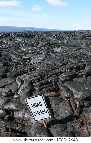 Lava flows of kilauea volcano sometimes reach roads in Big island, Hawaii