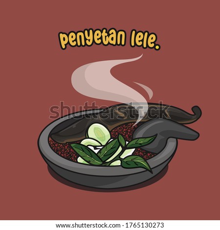 Cartoon vector illustration of indonesian street food penyetan lele fit for menu. collection, cooking book and assets.