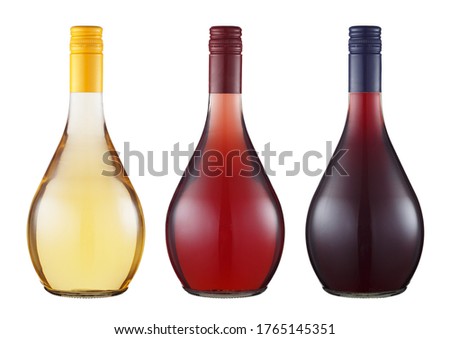 Set of wine bottles without labels isolated on a white background. Royalty-Free Stock Photo #1765145351