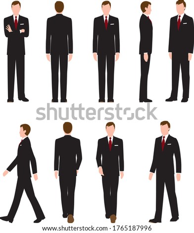 Illustration of the full body of a businessman. Various movements