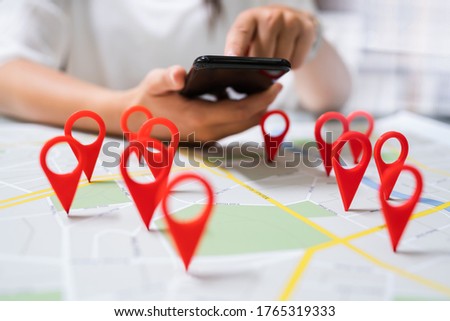 Local Map Pin Marker Search In  City Royalty-Free Stock Photo #1765319333